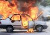 آتش گرفتن خودرو پراید در مهریز